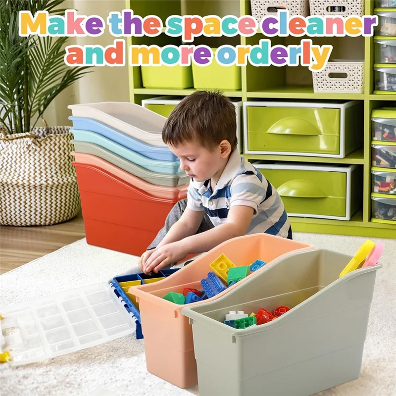 HJ-6 Pcs Book Box Connected Storage Box Book Storage Box For Book Folder Magazine File Rack Interlocking Office Classroom