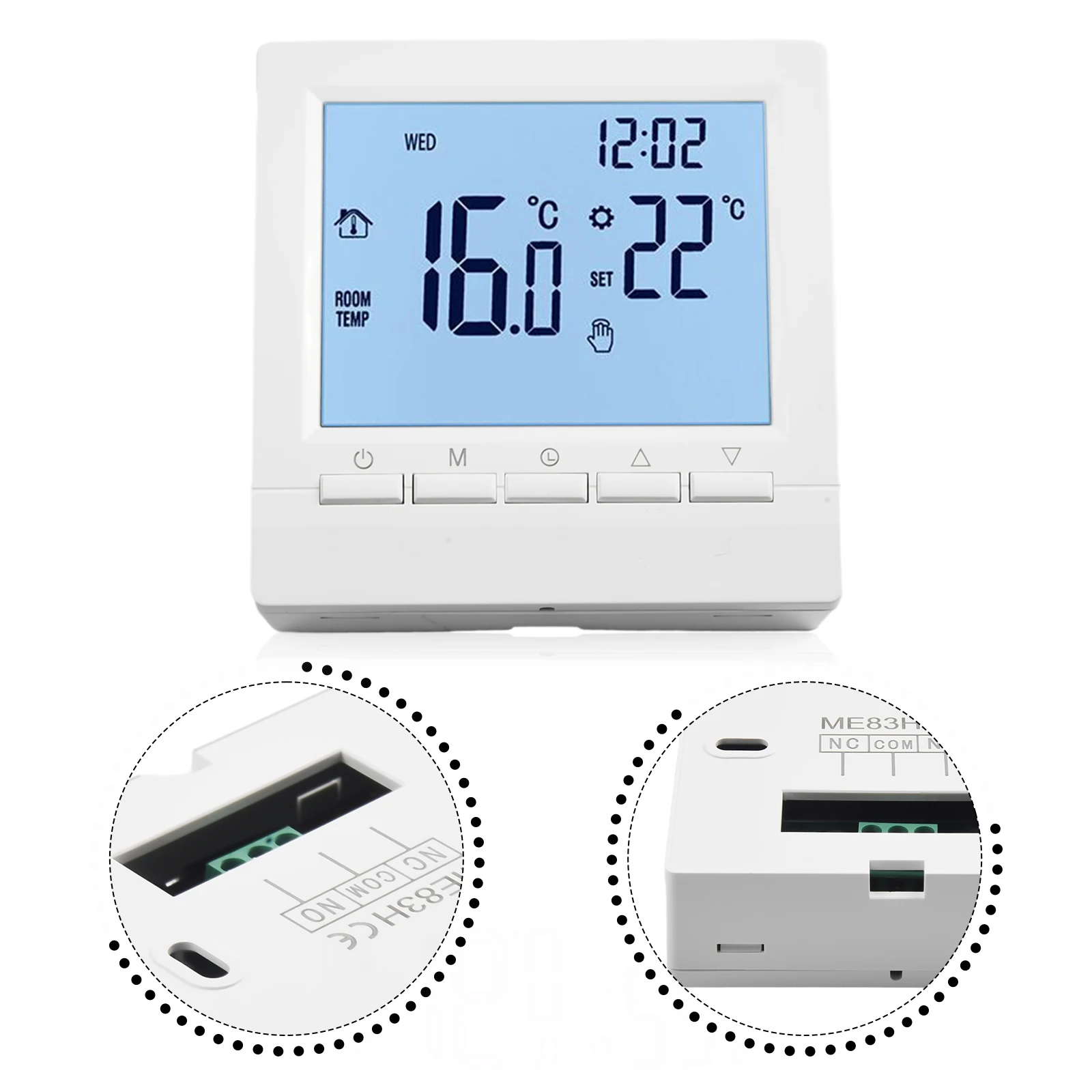 Smart Thermostat Digital Weekly Programmable Gas Boiler Temperature Controller For Room Wall Mounted Built In Battery