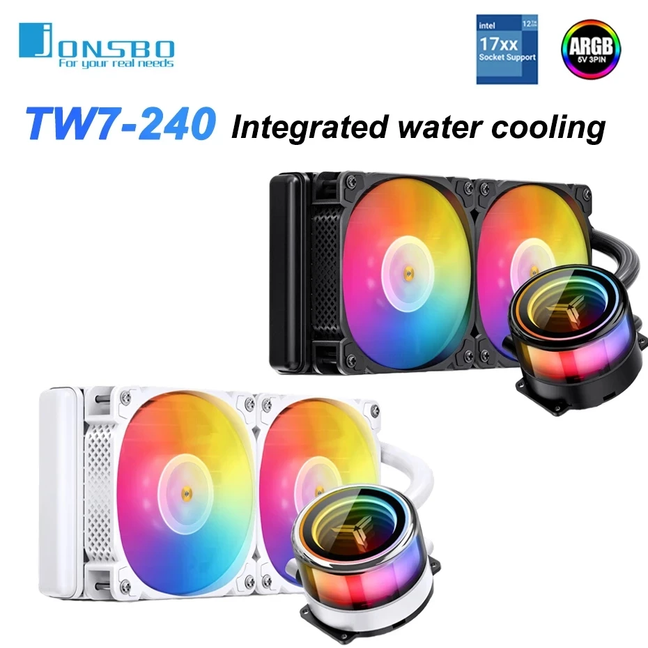 

JONSBO TW7-240 Black/White 5V 3Pin ARGB 120mm chassis Fan Water cooled CPU Water cooled radiator for LGA2011 115X 1200 1700 AM4