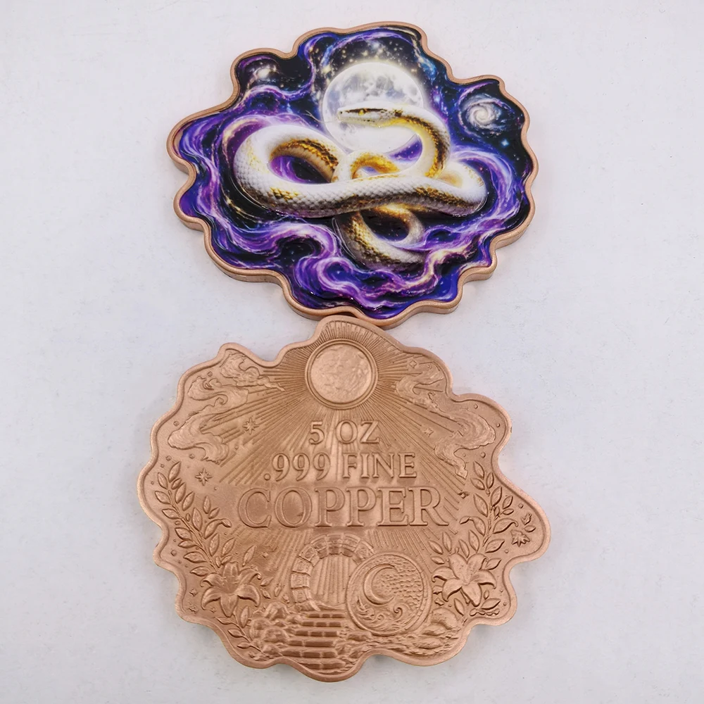 3 Types 5 OZ .999 Fine Copper Fantasy Dragon Snake Galaxy Moon Irregular Shape Commemorative Coin Myth Creature Collectible Gift