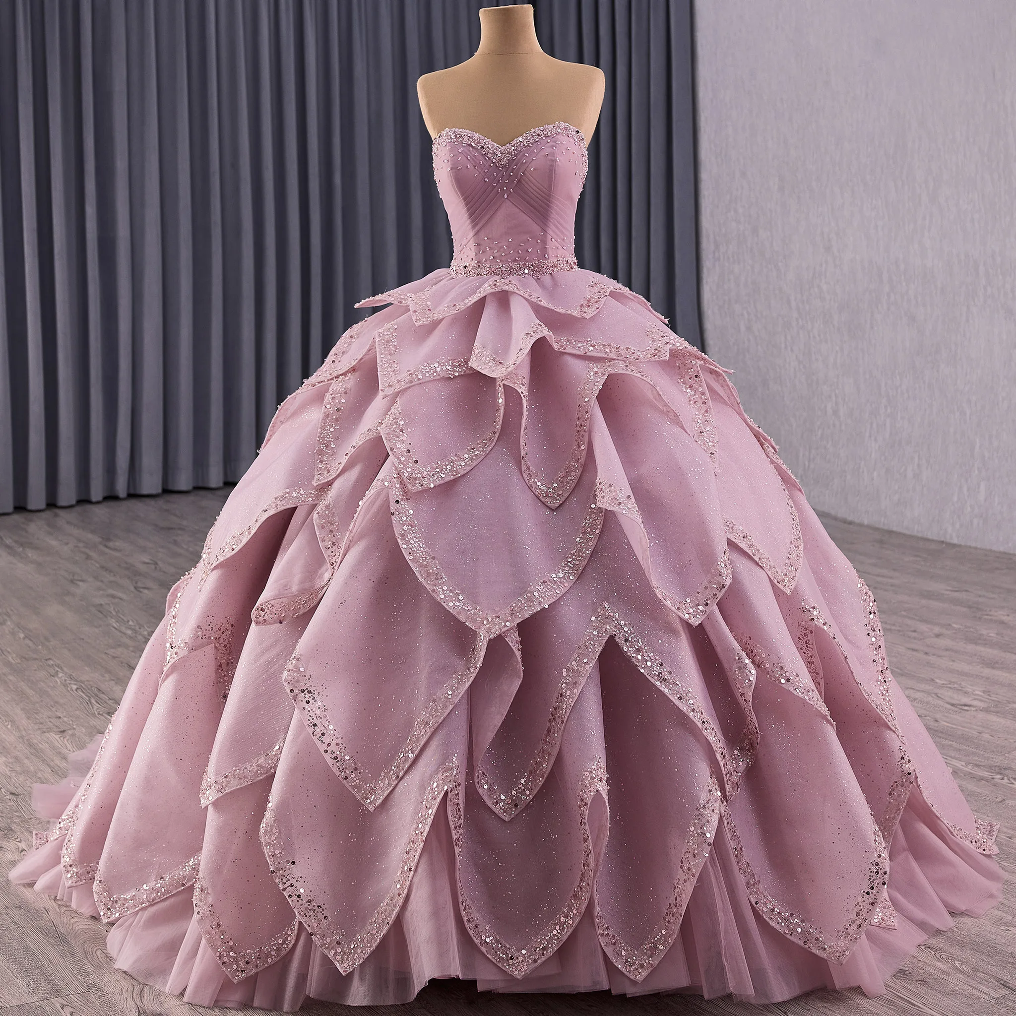 

Платье Quinceanera 2-в-1 Rosymae, бальное платье из органзы со съемной юбкой с рюшами, роскошное вечернее платье с вырезом в форме сердца для девочек