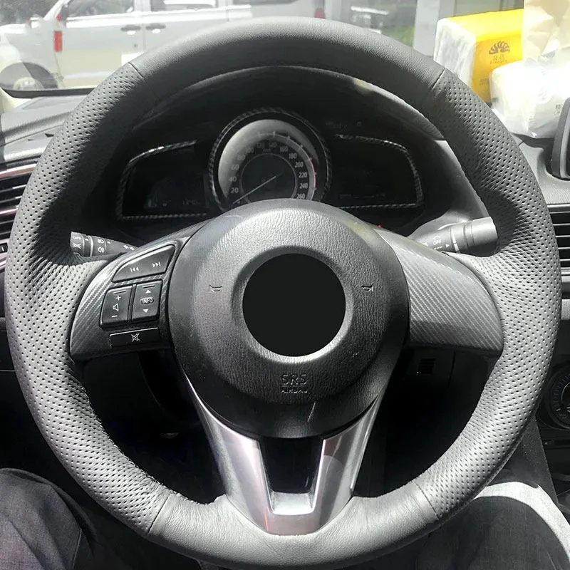 Microfiber Leather Hand Sew Steering Wheel Cover for Mazda CX-5 CX-3 Atenza Axela Scion iA 2014-2016