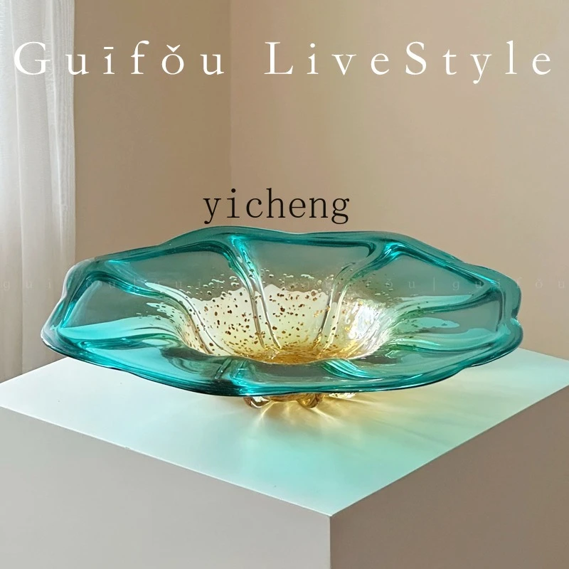 

LSL glazed glass medieval handmade fruit plate vase art ornament