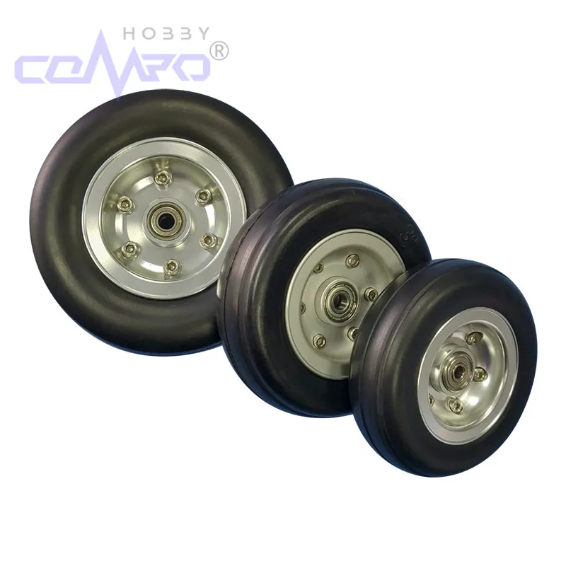 Roues de train d'atterrissage, 1 pièce, moyeu en aluminium, roue en caoutchouc avec roulement pour modèle d'avion RC à aile fixe, remplacement d'avion
