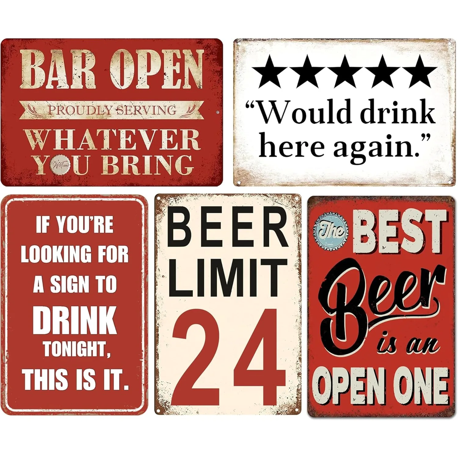 Decorative Sign& Plaque 5pcs Humorous Retro Metal Signs for Decorating Bars, Homes, Man Caves, And Garages, Perfect for Basement