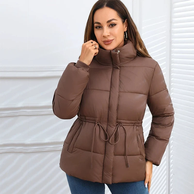 

Casual Zipper Up Parkas for Women Hooded Long Sleeve Parkas Woman 2025 Winter Thicken Warm Solid Color Parka Jacket Ladies