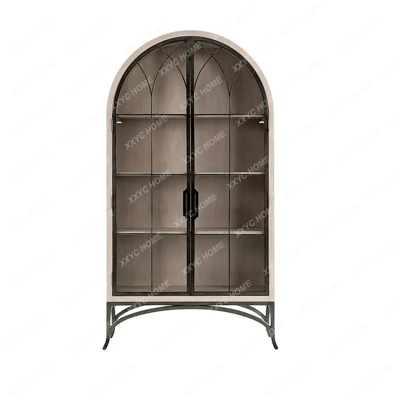 

LX light luxury solid wood bookcase post-modern simple glass door decorative cabinet
