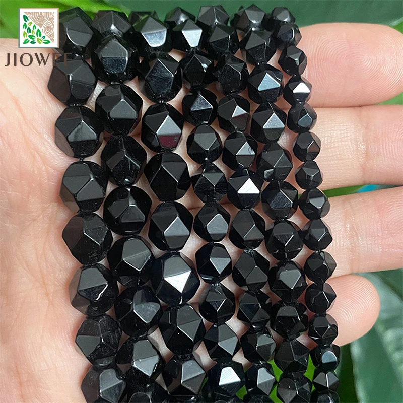 6/8/10mm Faceted Smooth Black Agates Onyx Spacers Loose Beads DIY Bracelet Accessories for Handmade Jewelry Making 14\