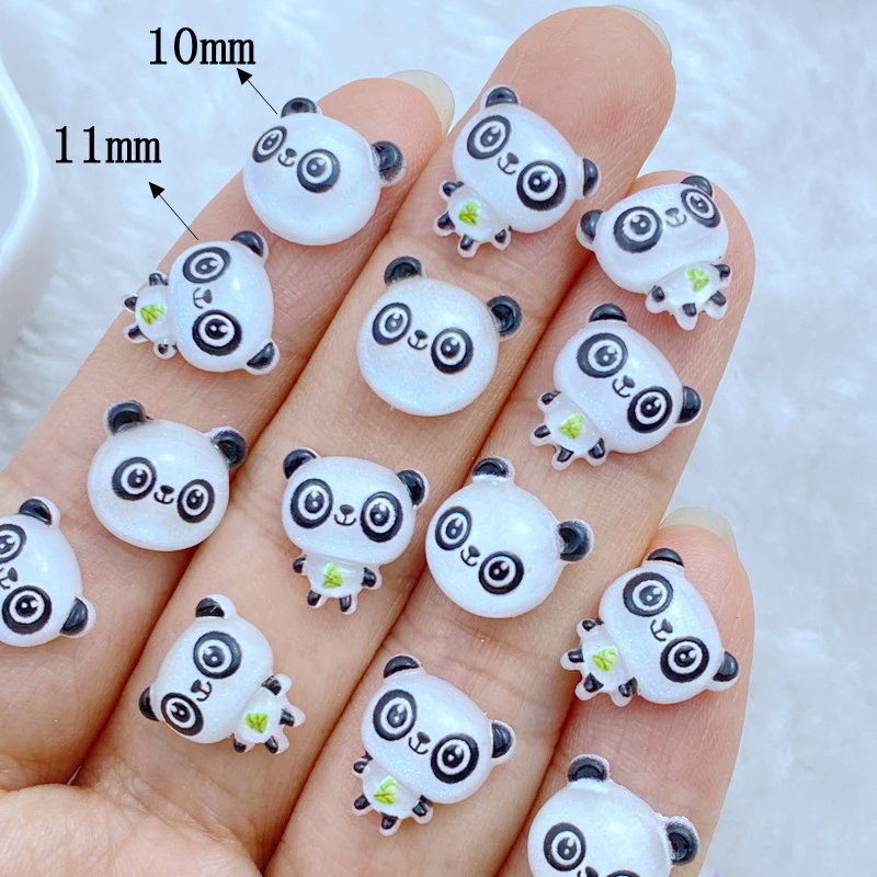 40Pcs New Cute 10-11mm Mini Lesser Panda Series Resin Flatback Ornament Jewelry Making Manicure Hairwear Accessories