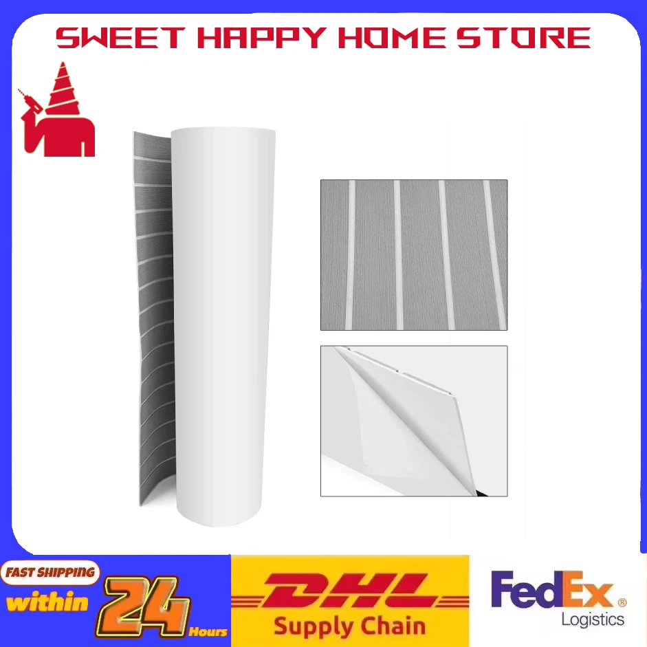 

EVA Foam Teak Sheet Marine Flooring Yacht Synthetic Boat Decking 240cm×90cm Self-Adhesive Pad Non-slip Uv-resistance