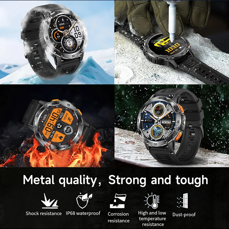 5ATM Torcia a LED Astuto Della Vigilanza Degli Uomini 100+ Modalità Sportive Monitor di Salute Uomo Orologi Chiamata Bluetooth Uomini Smartwatch per Android ios