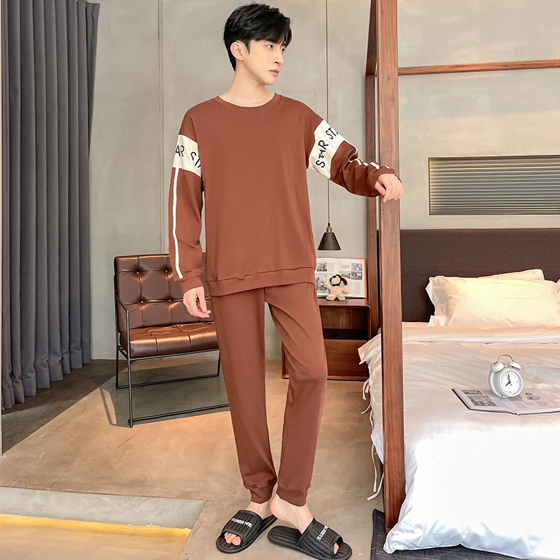 Spring Autumn Mens Pajamas Letter Striped Casual Soft Sleepwear Cartoon Breath Pajama Sets Sleep&Lounge Pyjamas Comfort Homewear