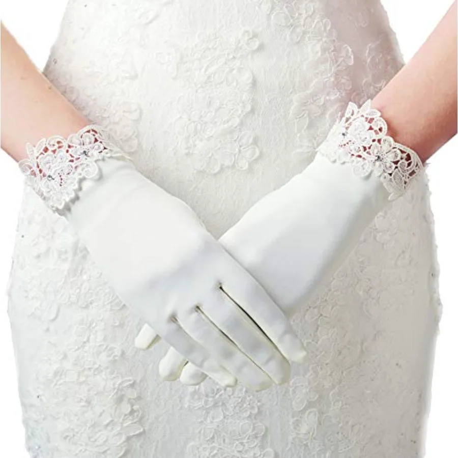 Lace Gloves for Women - Wedding Floral Bridal Gloves Opera Party 1920s Flapper Accessories