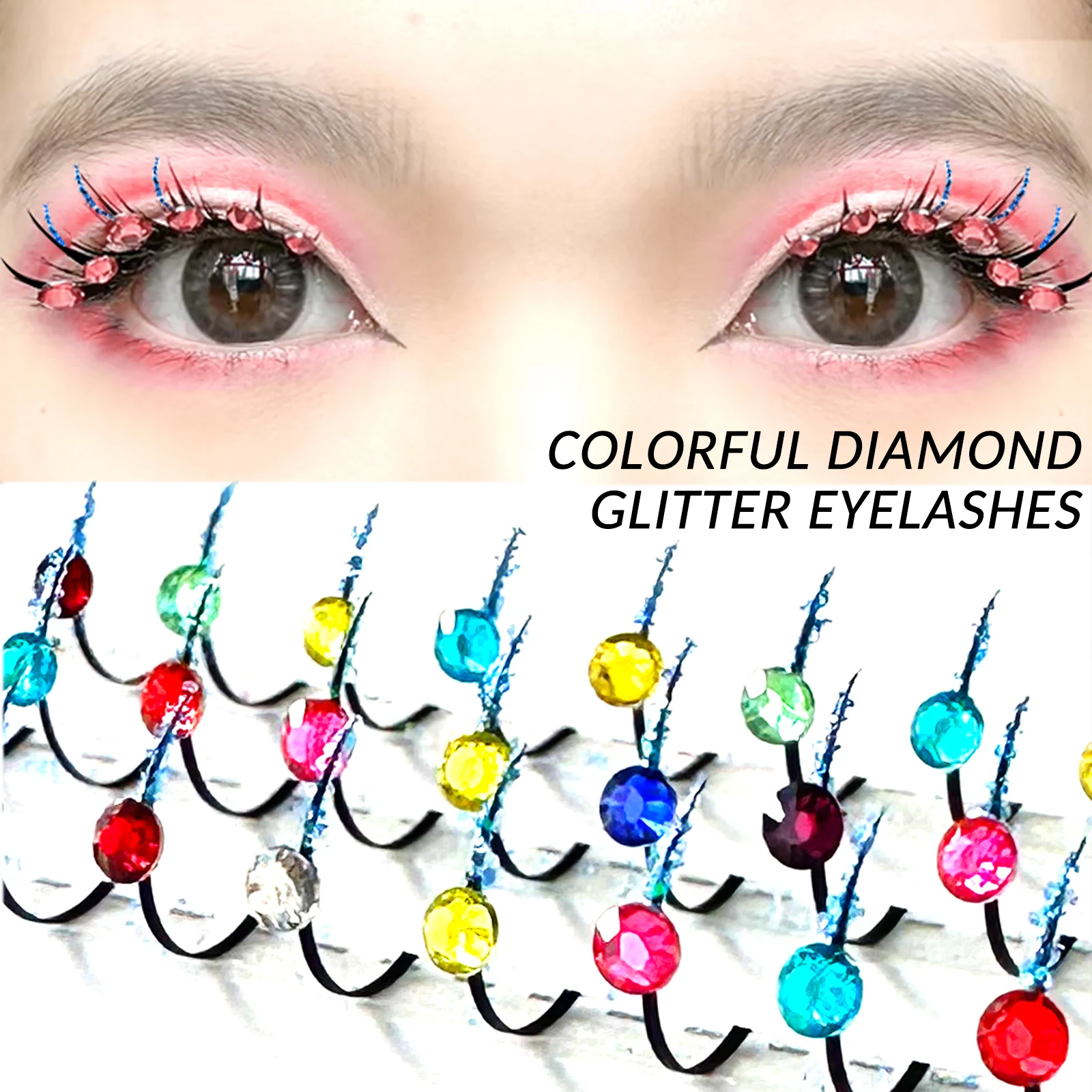 น้ําผึ้งขนตา Bright Shimmery Lashes Multicolor Glitter Fairy Lashes งานแต่งงาน Lash DIY เทศกาล Eye Tail แต่งหน้าความงาม