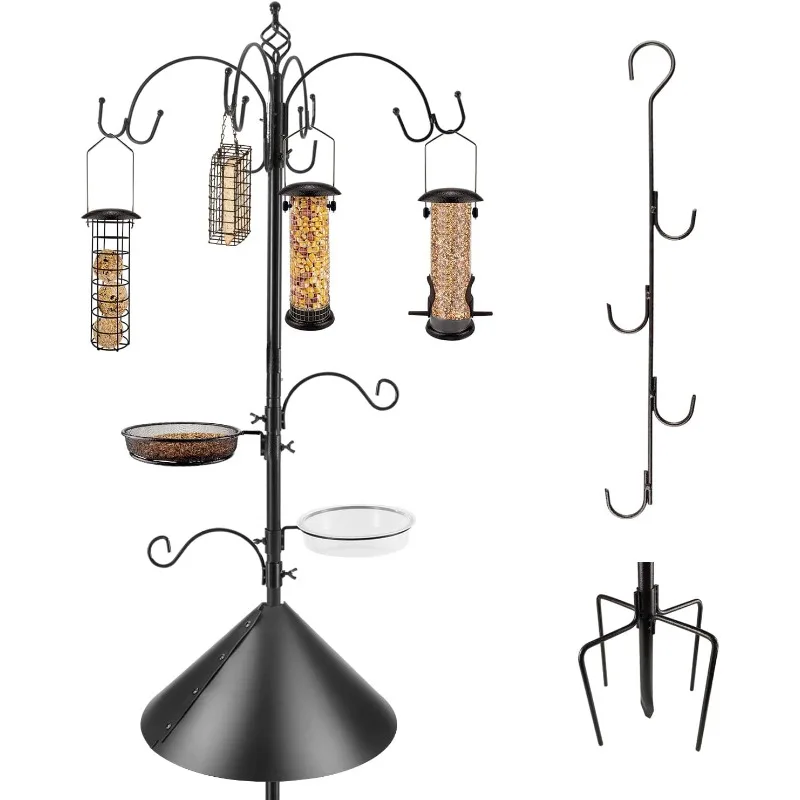

Bird Feeding Station Kit Bird Feeder Pole Wild Bird Feeder Kit with Squirrel Baffle