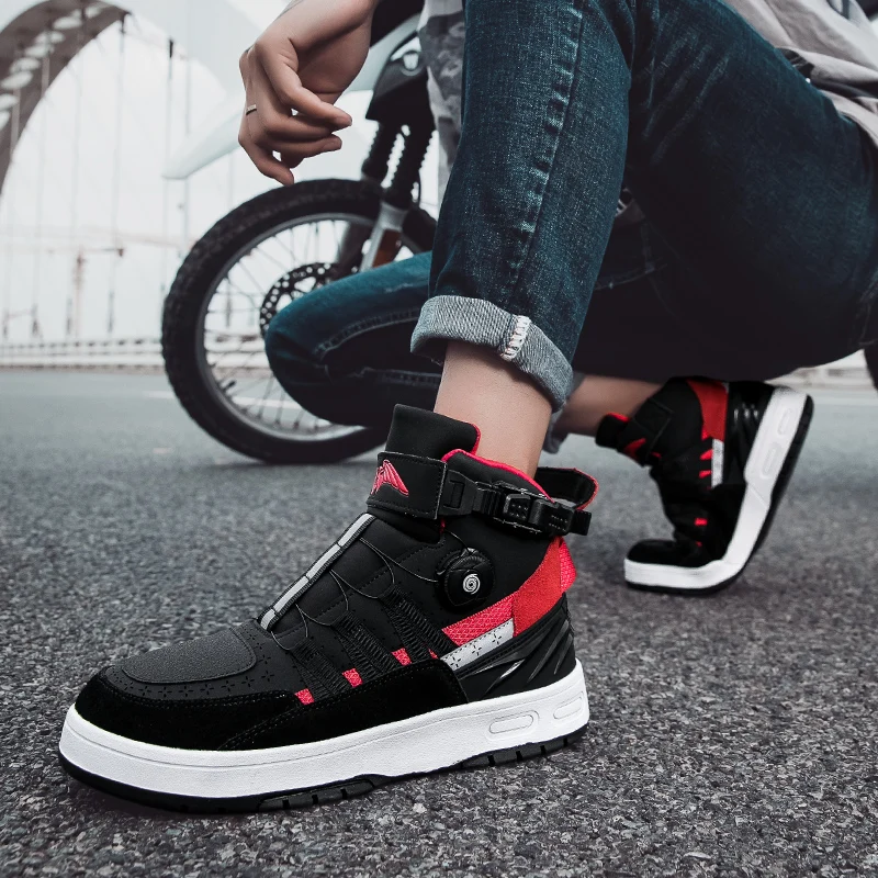 

Мотоциклетные защитные ботинки для верховой езды, повседневные четырехсезонные модные высокие нескользящие износостойкие дышащие велосипедные туфли унисекс