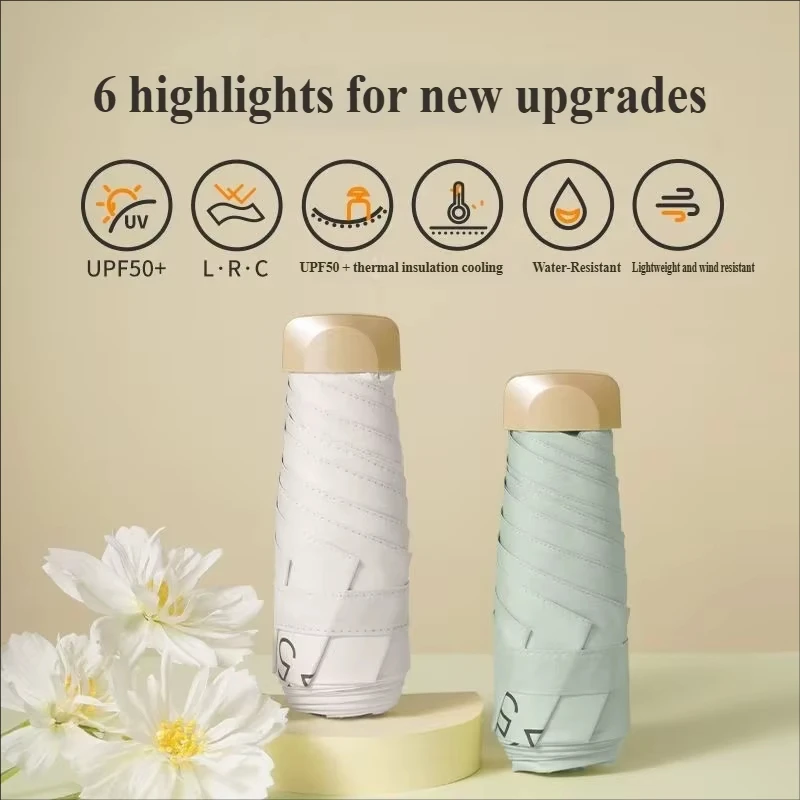 

Low Price Promotion Mini Sun Umbrella Pocket Rain Umbrella Vinyl Folding UV Ultraviolet Protection Sun Shade Pocket Parasol