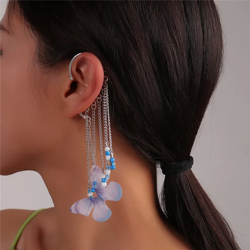 Aihua Perlen Marke Design Hut Mantel Blume Clip Ohrringe Für Frauen Lange Quaste Nicht-Piercing Gefälschte Knorpel Ohrring Schmuck geschenke – Detail 11
