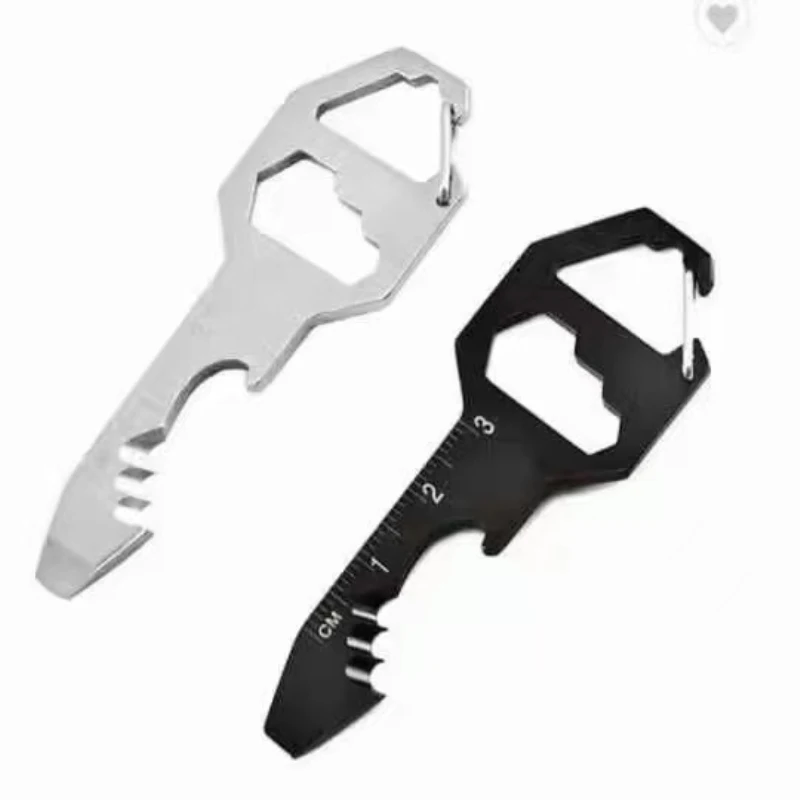 【セール中】1 個キーホルダー栓抜きマルチツール、ステンレス鋼 EDC ガジェット、6 in 1 ユニバーサル日常キャリーポケットとバックパックツール