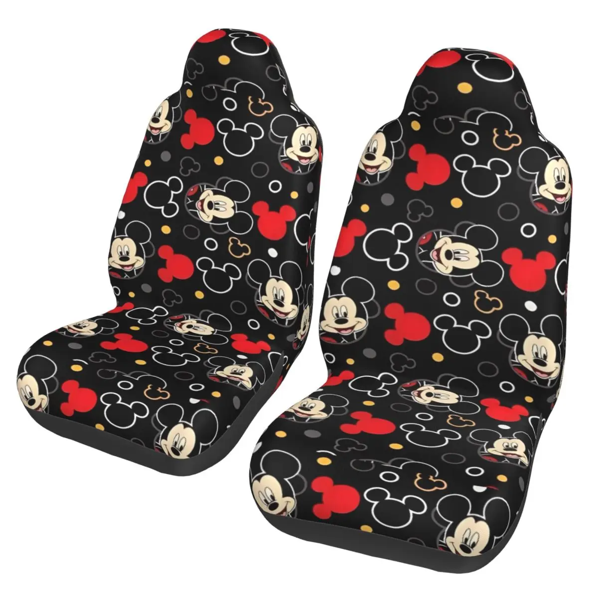 Mickey Mouse Head 2 Front Car Seat Covers for Cars Truck Sedan SUV Flexible Bucket Seats Cover