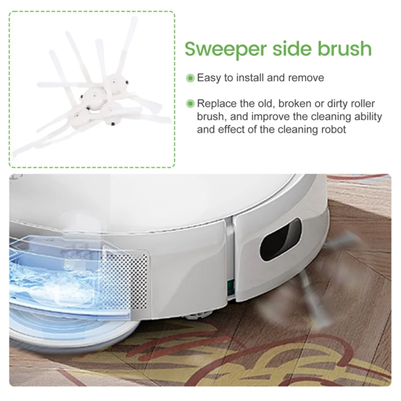 ABRG-4 Piece Spare Side Brush White Replacement Parts For Qihoo 360 S5 S7 S7 Pro Robot Vacuum Cleaner Accessories