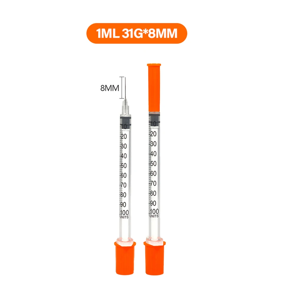 30PACK 0,3 ml 0,5 ml 1 ml wegwerp individueel verpakte insulininespuit voor dieren, laboratorium