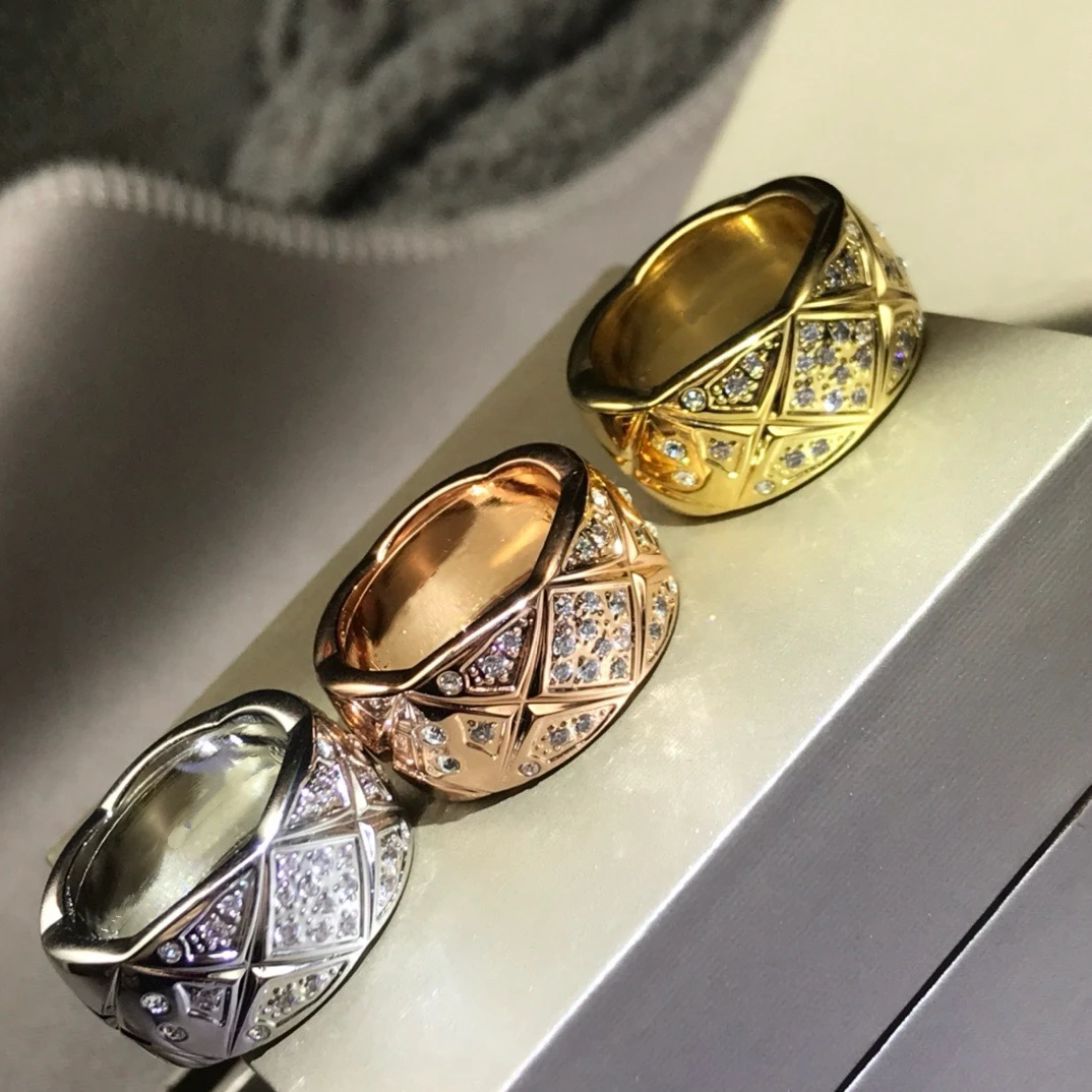 

2025 new coco diamond-shaped diamond ring for women, CNC high version, fashionable and versatile, high-end wide diamond ring for