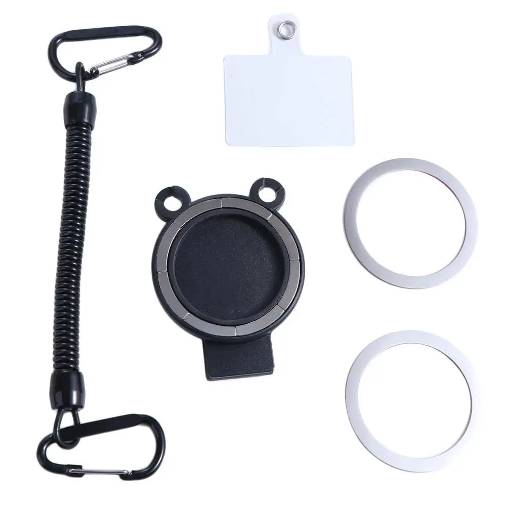 Free Hands Magnetic Phone Holder Spring Rope Metal Hook Phone Belt Clip Holder Quick Release Detachable Phone Backpack Clip