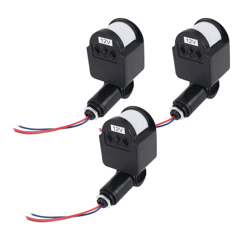 B30C-3 pz Rilevatori di movimento neri Sensore di movimento Interruttore della luce Pir esterno Sensore di movimento a corrente continua 12V Sensore Pir