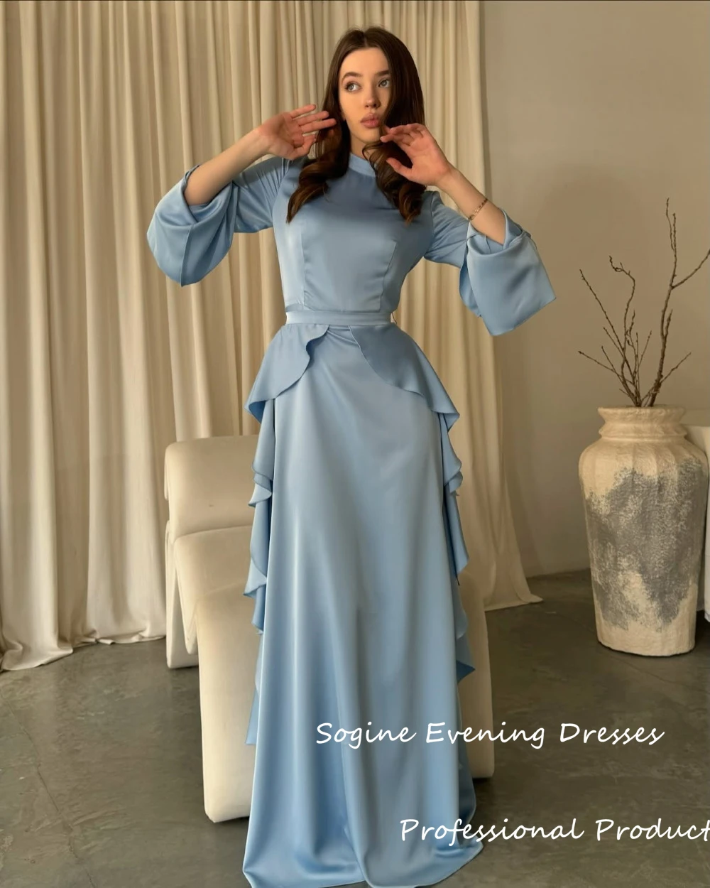 

Softy Satin Evening Dresses For Women Elegant Ruffles Floor-Length Mermaid Vestidos De Fiesta Long Formal Wedding Party Dress