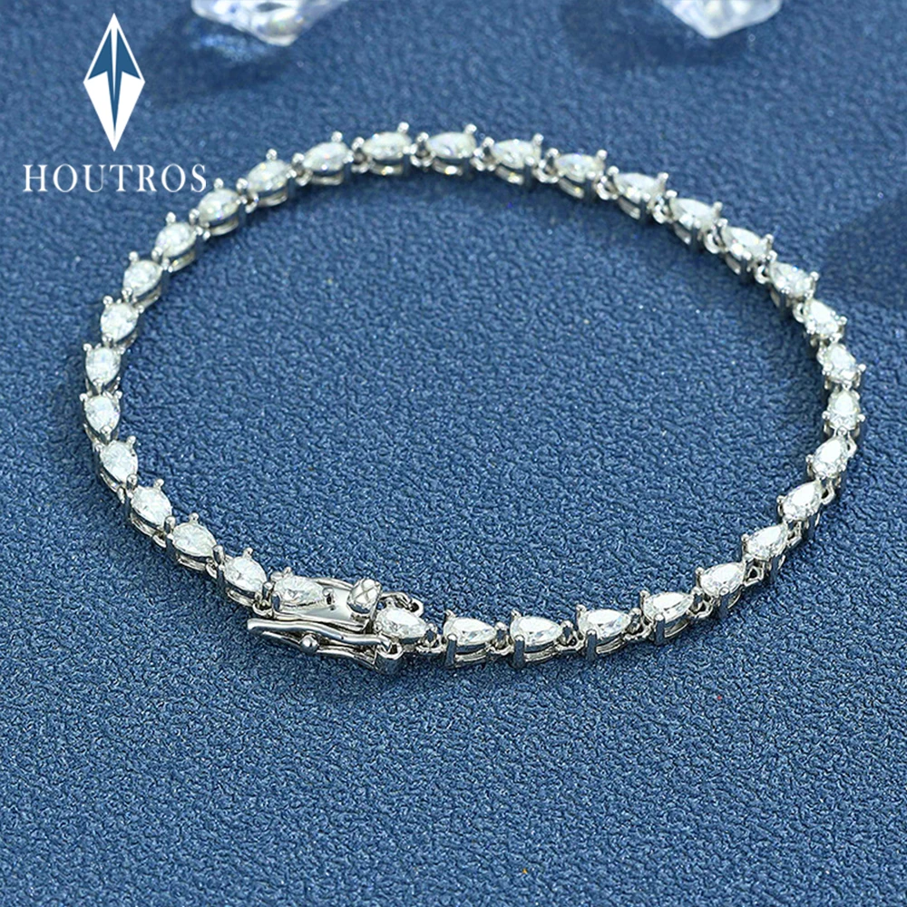 2.5*4mm Pear Cut Full Moissanite Tennis Bracelet for Women 925 Sterling Silver Waterdrop Shape Bracelet Wedding Party Jewelry