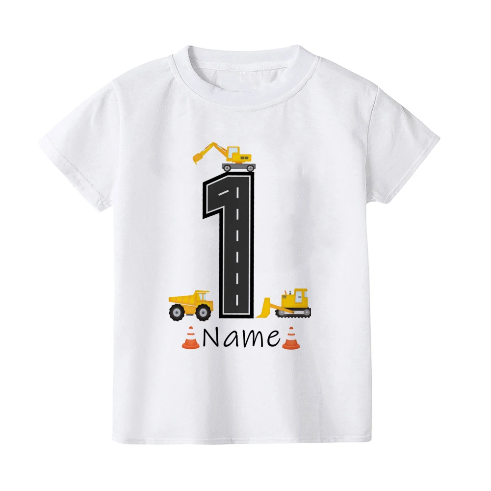 Personalized Construction Birthday Shirt Boy Clothes Custom Name Kid Vehicle Tshirt Kid Birthday Party Gift Children Shirts