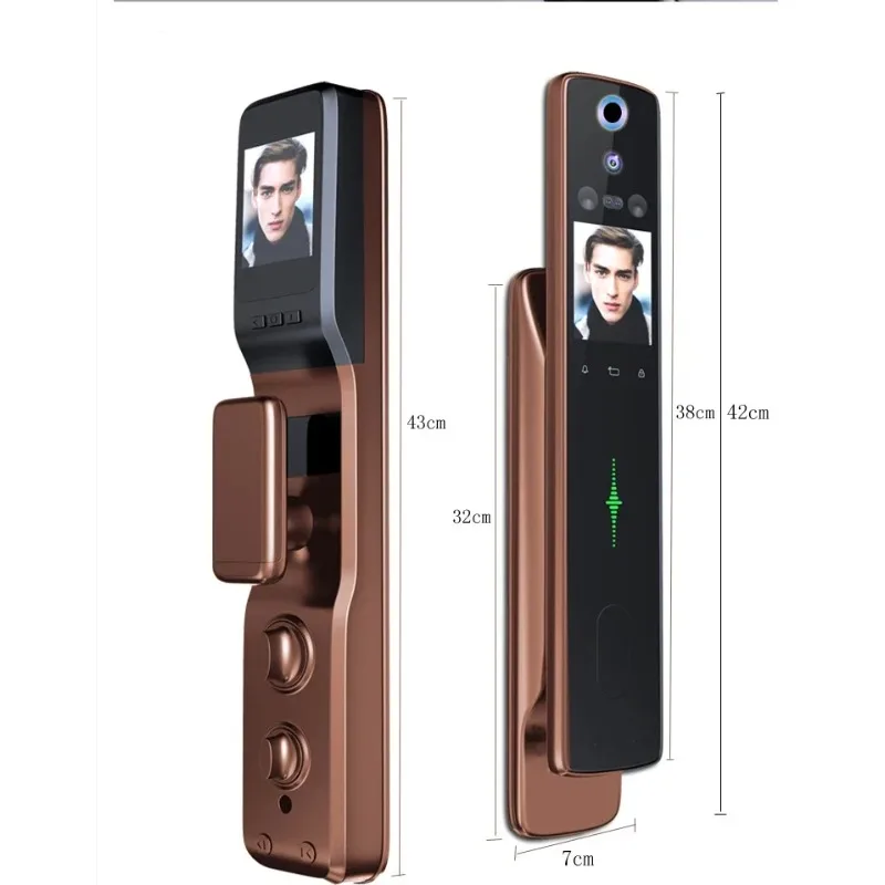 Customized Usmart go app Smart 3D Face Biometric Fingerprint Camera Door Lock WIFI Remote Control Auto Door Lock With Cam