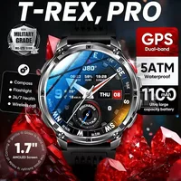 Nouvelle montre connectée T-Rex3 Pro 2026 avec batterie 1100 mAh, GPS, suivi d'activités sportives, étanchéité 5 ATM, boussole, pour activités de plein air et militaires 1