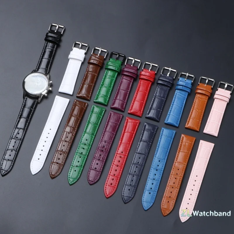Genuine Calfskin Leather Watch Strap Slub Pattern Bracelet 10/12/13/14/15/16/17/18/19/20/21/22/23/24mm Universal Watchband