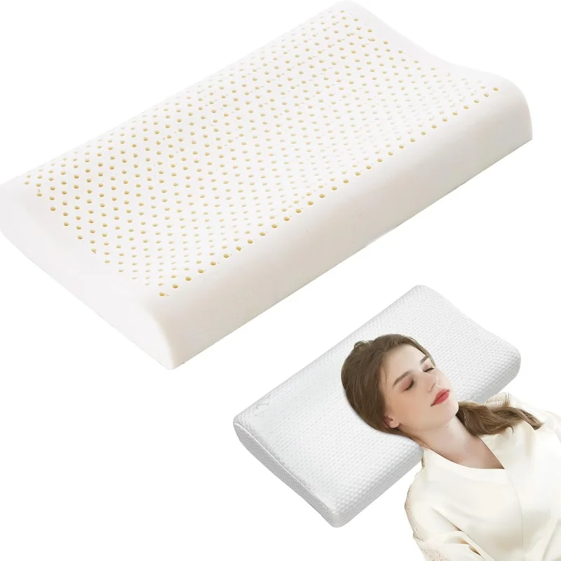 

New Thailand Memory Foam Pillow Slow Rebound Knitted Fabric Orthopedic Cervical Support Pillow for Adults Home Use Gift Idea