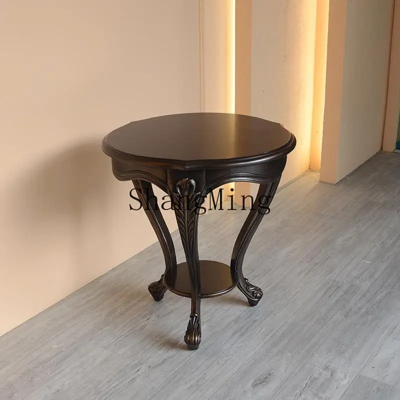 CL divano ad angolo in legno massello poche ville tavolino casual tavolo rotondo