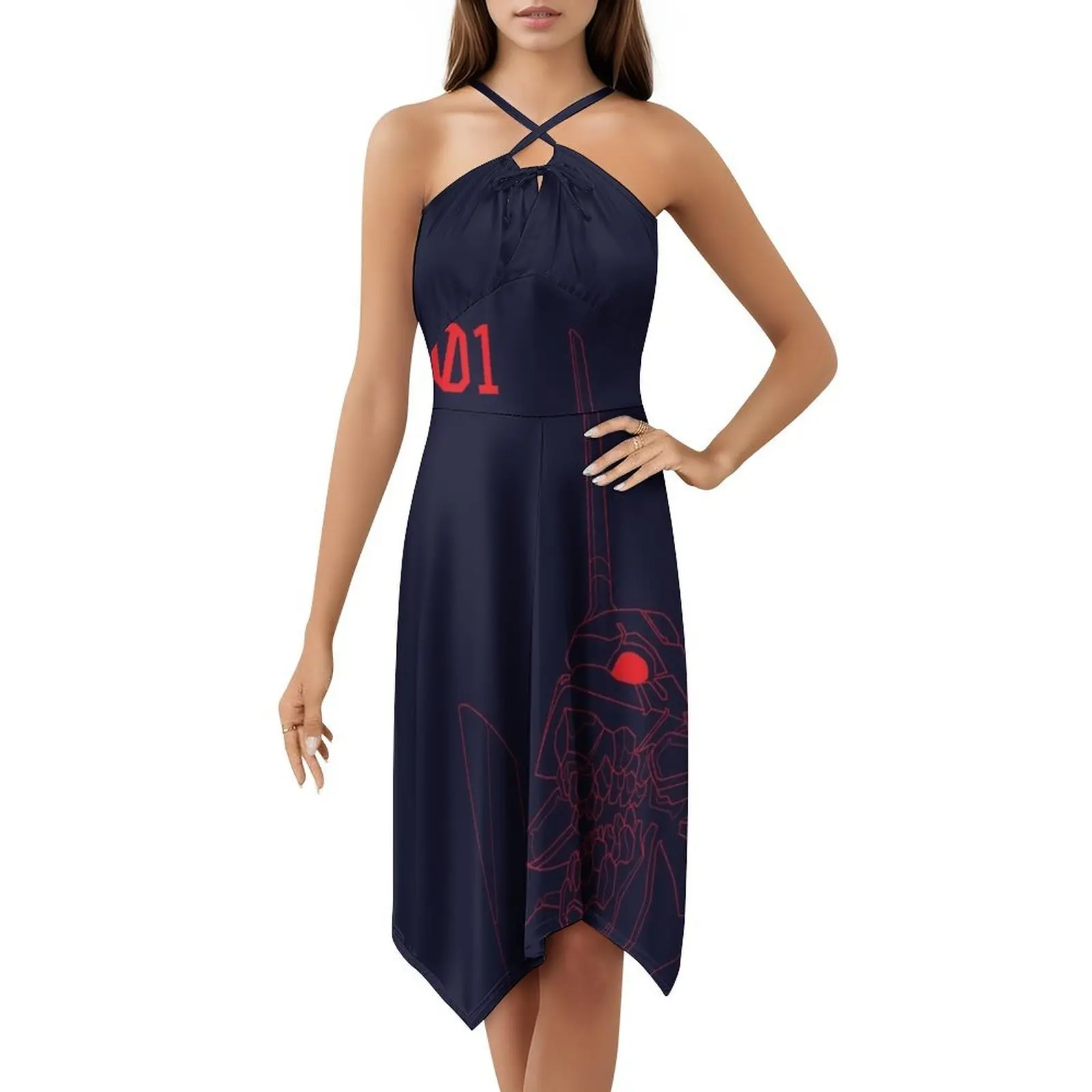 Eva _ 01 فستان بوهيمي عتيق بأكمام منتفخة أو خيارات بدون أكمام للنساء فستان Nge Manga Anime Japan Mecha Tokyo للسيدات #5