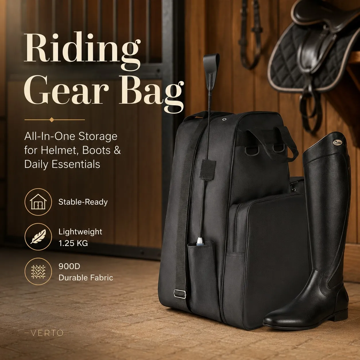 Verto Horse Riding Gear Bag Equestrian Helmet and Boot Bag Portable Tack Storage Organizer for Riders