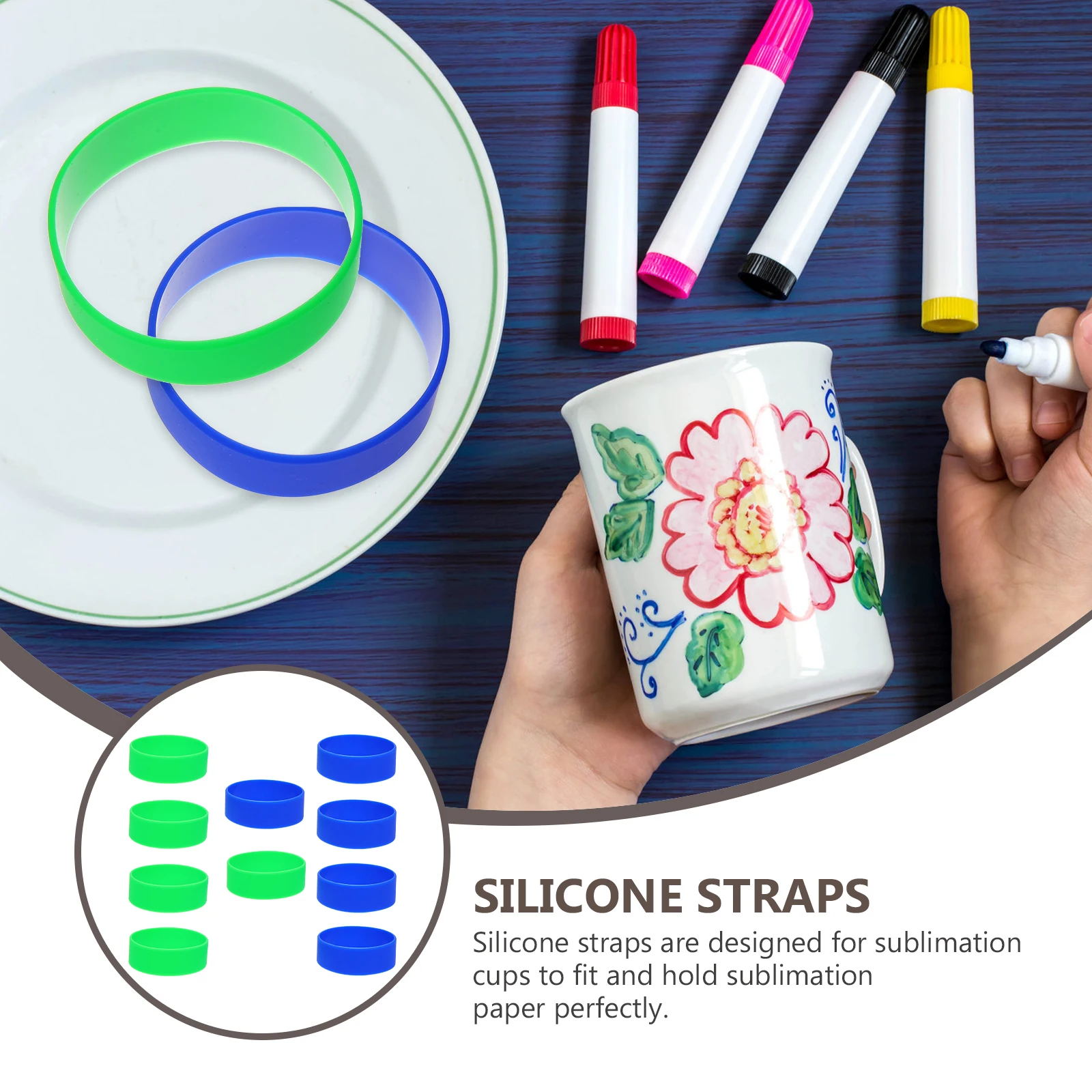 

10pcs Sublimation Silicone Bands Heat Resistant Paper Holder Ring Wraps Tumbler Diy Craft Supplies Elastic Water Bottle Bands