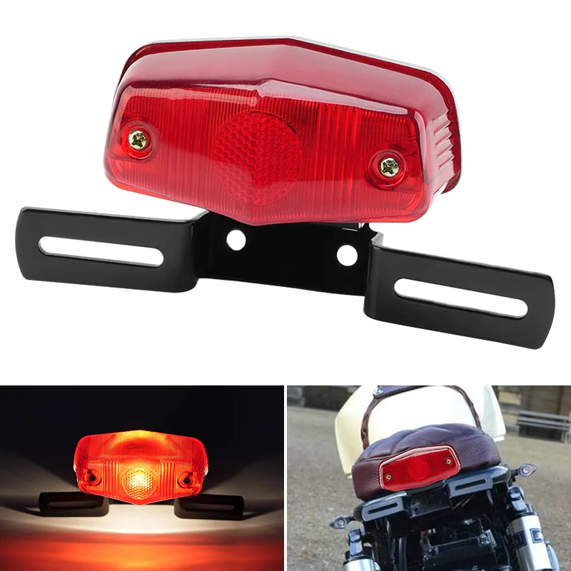 

Для Harley Honda Cafe Racer Custom Bobber Chopper мотоциклетный светодиодный задний фонарь с держателем кронштейна номерного знака ретро задний фонарь