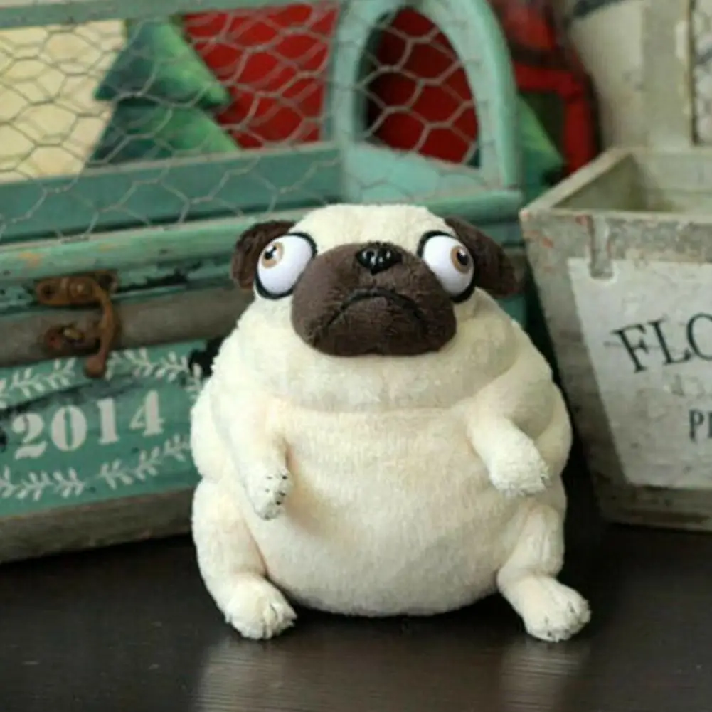 Kawaii Plush Toys Dog the Elf Fat Pug Sitting Pug Dogs Toy Soft Stuffed Dolls for Kids Birthday Gift Dolls