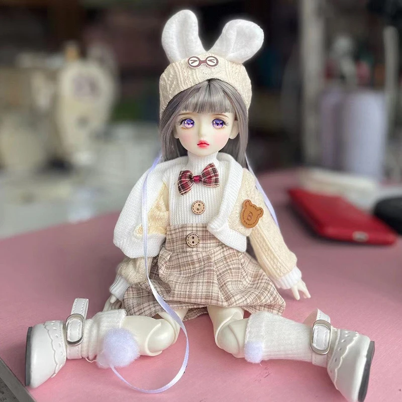 Full Set 1/6 BJD Doll Fashion Suit Doll 30CM Doll with 3 Pair Eyes Kids Girls Doll Toy Gift ( Open Head)