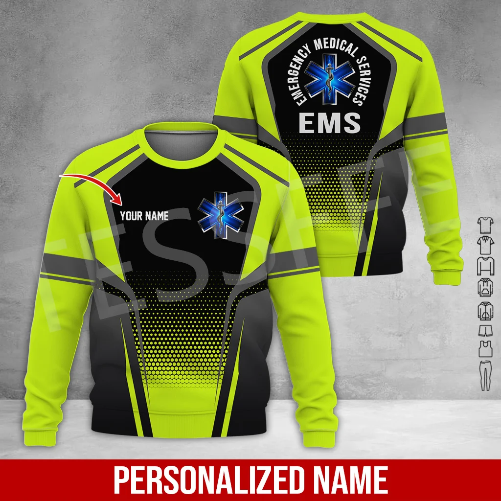 NewFashion Custom Name Cosplay EMS Paramedic EMT Worker Retro Funny Tracksuit 3DPrint Harajuku Casual Pullover Jacket Hoodies 18