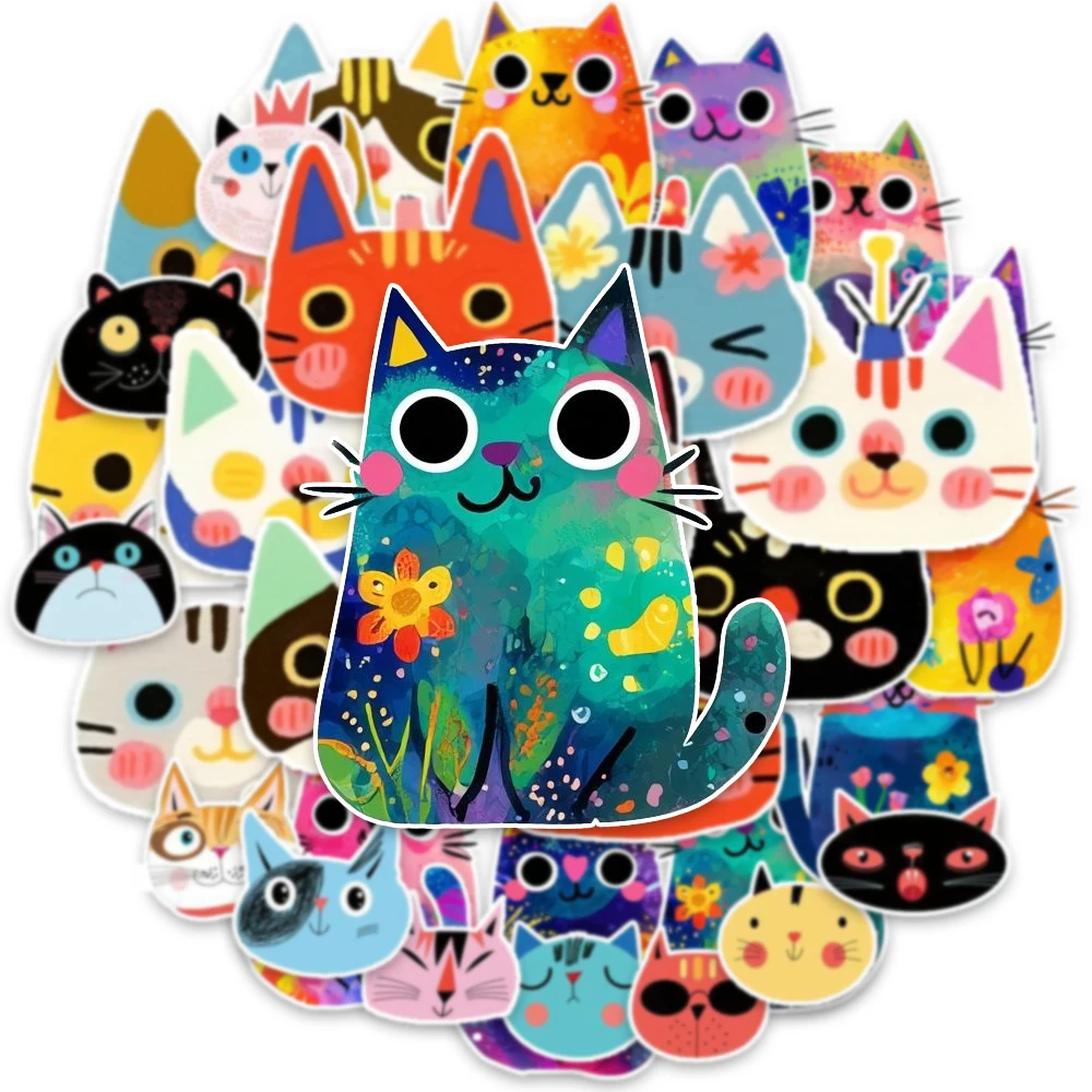 30PCS/세트 귀여운 만화 고양이 시리즈 스티커 DIY 장식 스크랩북 스케이트보드 장식 스티커 크리스마스 선물 장난감