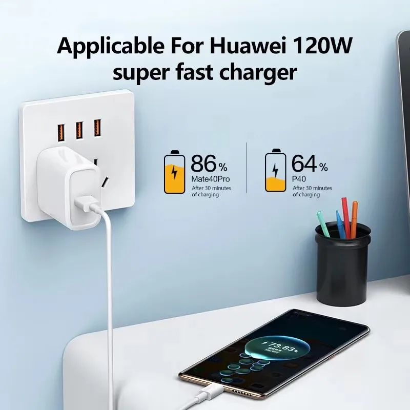 1/2/3 Piezas Cable 10A 120W Carga Súper Rápida USB a Tipo C para Android Transferencia de Datos de Alta Velocidad para Xiaomi Redmi 2M 2