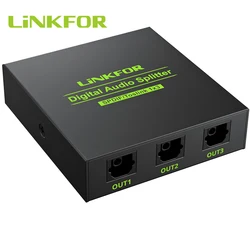 LiNKFOR 3 Port SPDIF Toslink Optical Digital Audio Splitter 1 In 3 Out Support LPCM 2.0 DTS Dolby-AC3 For PS3 XBOX DAC Converter