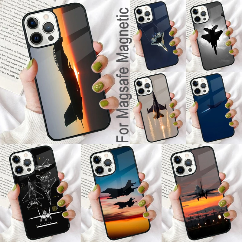 Jet Fighting Aircraft Soft Phone Case for iPhone 17 Air 16e Pro max 15 Pro 13 14 Plus 11 12 MagSafe Magnetic Coque
