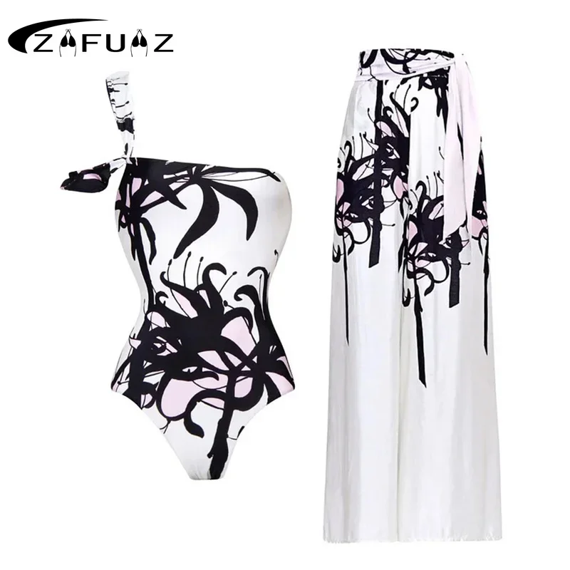 

2024 Sexy One Piece Swimsuit Women Print Swimwear With Pants Monokini Print Bathing Suits Swim Suit Wear Beachwear