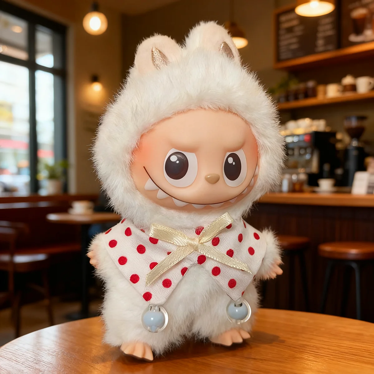 [بدون دمية] ملابس دمى قطيفة لـ Mini Labubu 4.0 Pin لسلسلة الحب ملابس مموجة نقطة لعاب إكسسوارات الزي